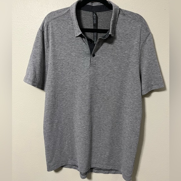 lululemon athletica Other - Lululemon Evolution Polo Shirt Mens X-L in Heathered Black Short Sleeve Collared